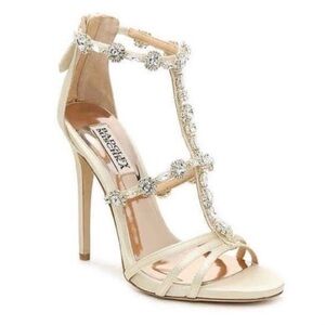 Badgley Mischka Crystal Embellished Gold Heels